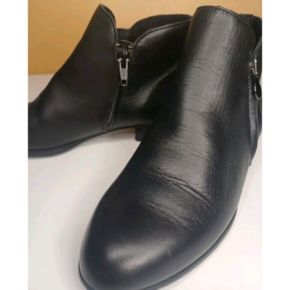Munro Averee Sz 5 Black Calf Leather Ankle Boot Double Zipper Shock Absorption - Picture 9 of 14